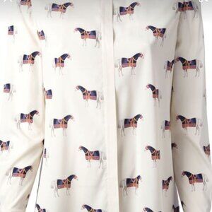 New  Tory Burch, Black Horse Blouse, Size 2 $99.00